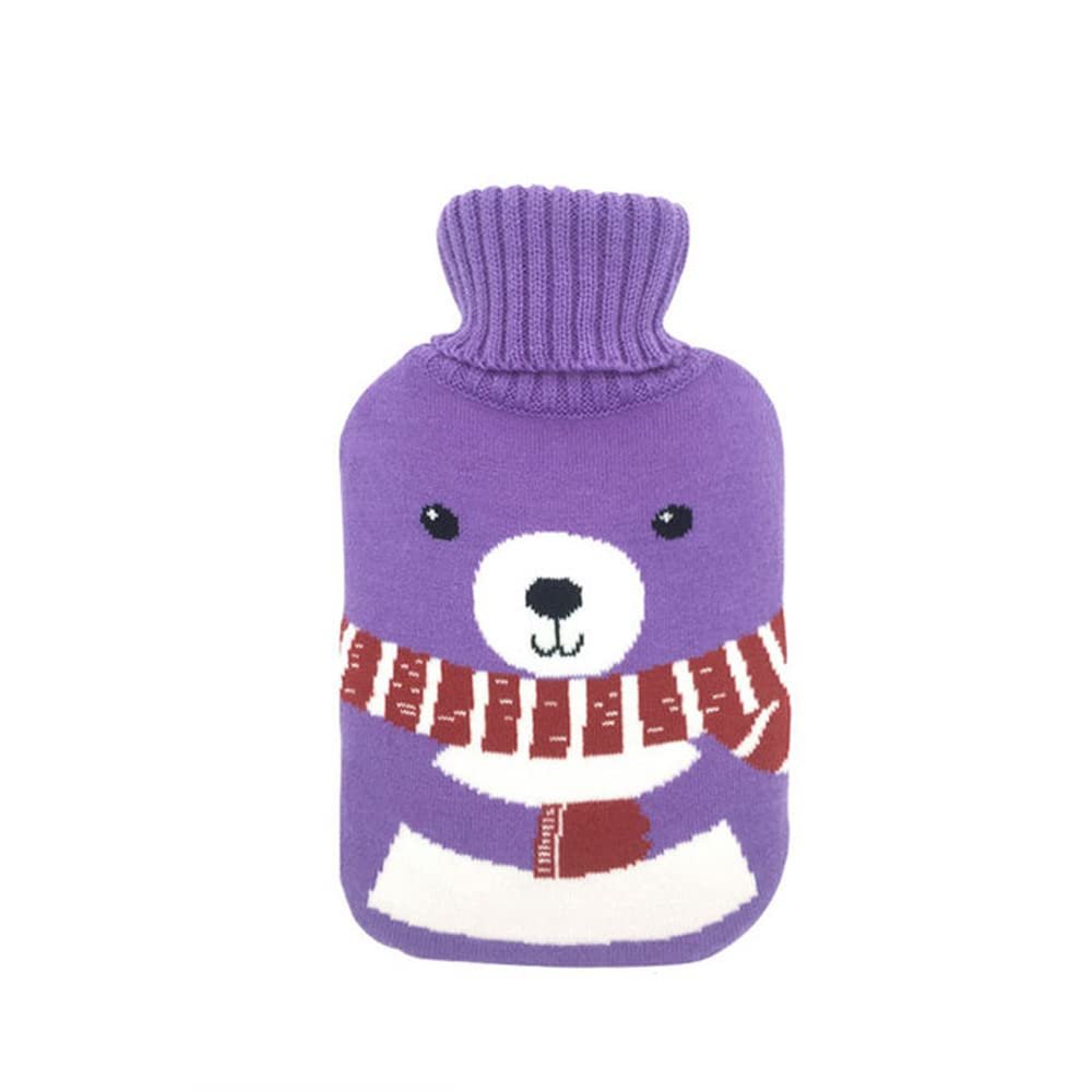 1PCS 2000ml Knitted Hot Water Bag Cover Warm Keeping Coldproof Removable Cover,Purple