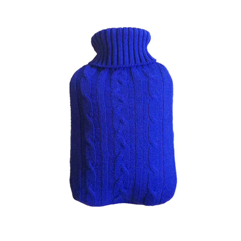 1PCS 2000ml Hot Water Bottle Knitted Cover,Blue Cover