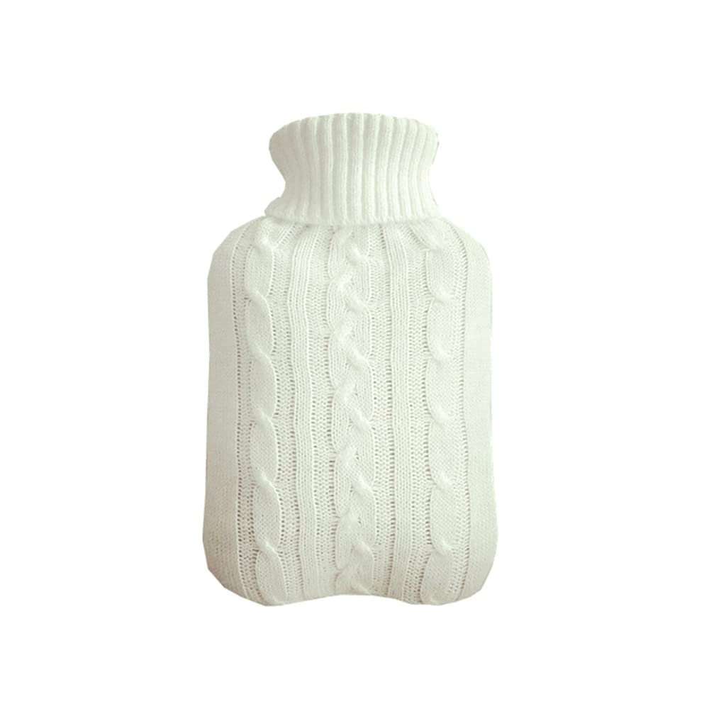 1PCS 2000ml Hot Water Bottle Knitted Cover,White Cover