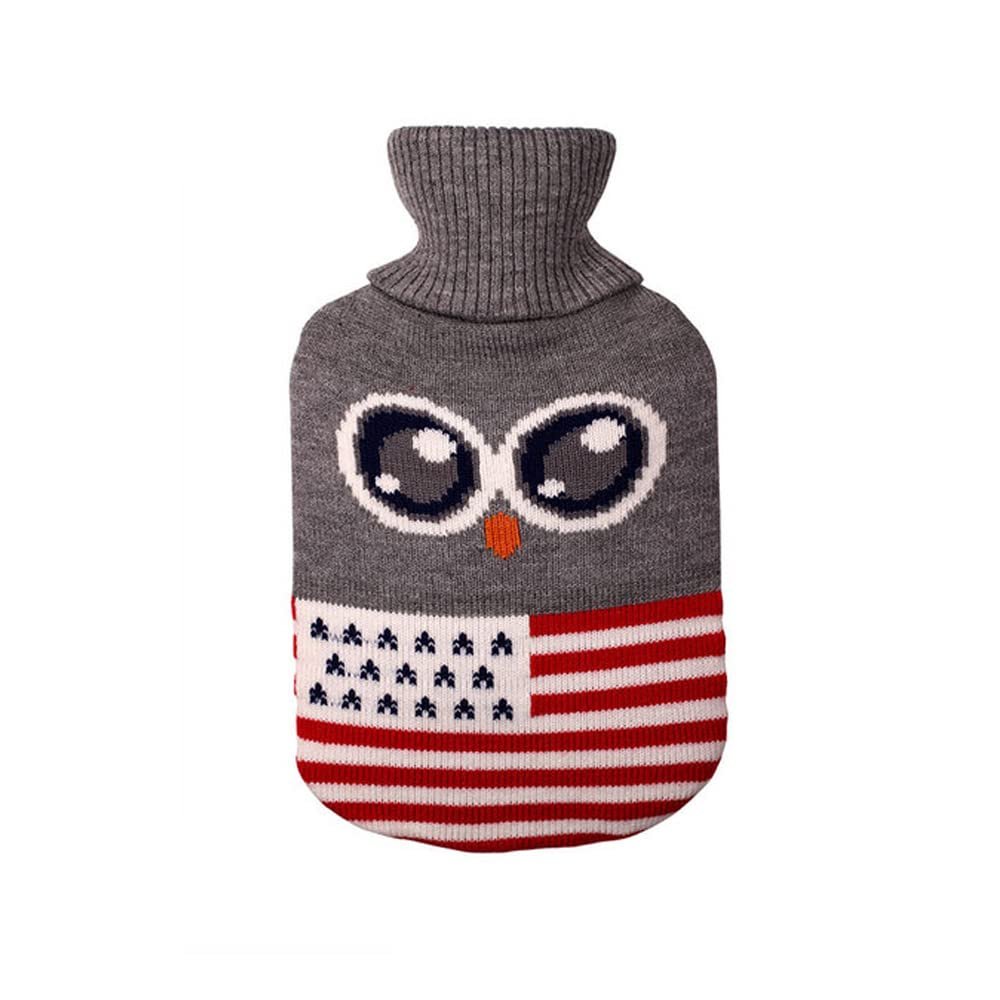 1PCS 2000ml Knitted Hot Water Bag Cover Warm Keeping Coldproof Removable Cover,Light Grey