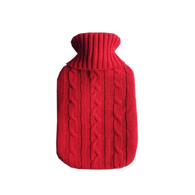 1PCS 2000ml Knitted Hot Water Bag Cover Warm Keeping Coldproof Removable Cover,Red