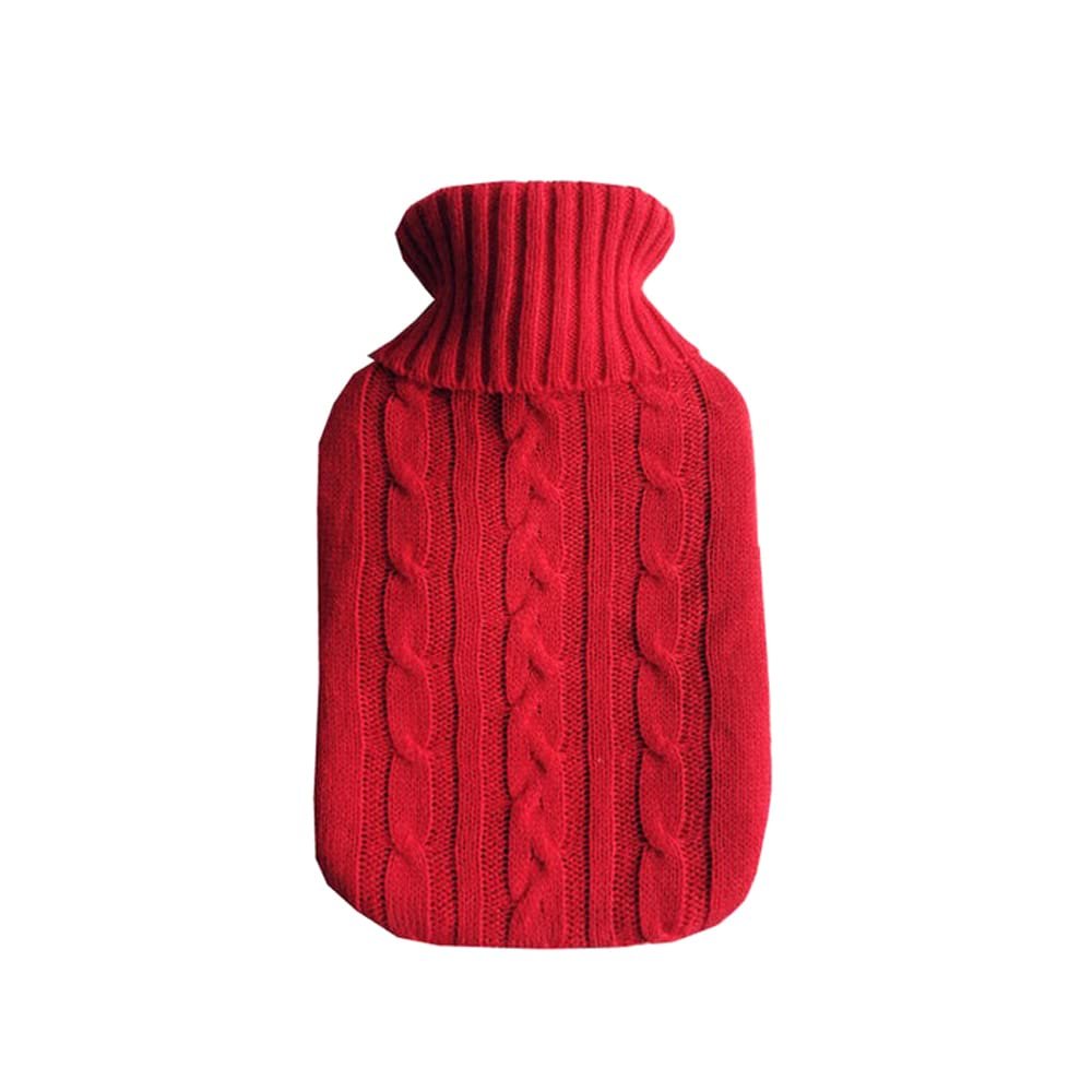 1PCS 2000ml Knitted Hot Water Bag Cover Warm Keeping Coldproof Removable Cover,Red