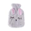 1PCS Hand Warmer PVC Hot Water Bottle Bag with Knitted Soft Rabbit Cozy Cover,Beige view 1