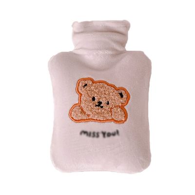 1PCS 500ml Hot Water Bag Kawaii Bear Plush Water Bottle Hand Warmer,A