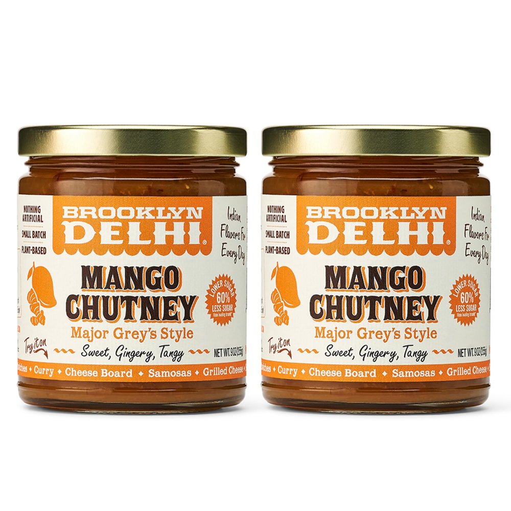 Brooklyn Delhi Mango Chutney - 9 Ounces - Made with Ripe Mangos, Golden Raisins, Fresh Ginger, Garam Masala, and Lemon Juice for a Nice Sour Note - Vegan - No Artificial Additives - Pack of 2
