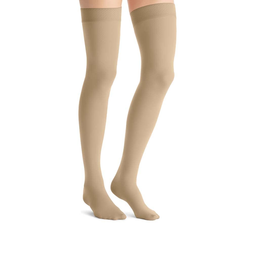 JOBST Opaque Compression Stockings, 20-30 mmHg, Thigh High, Silicone Dot Band, Closed Toe - Choose Your Size & Color