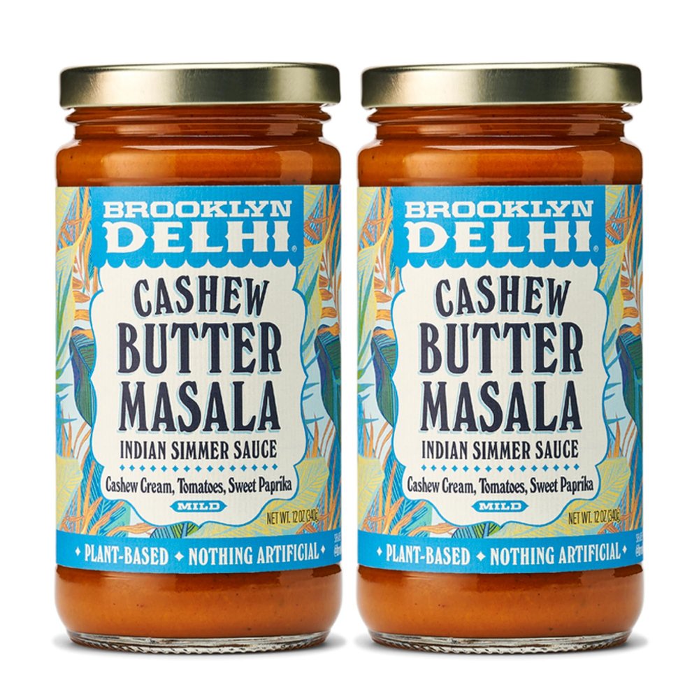 Brooklyn Delhi - Vegan Butter Chicken - Indian Simmer Sauce with Cashew Cream Tomatoes, Sweet Paprika - Mild Enough for a Kid, Flavorful for a Foodie - Vegan, Nothing Artificial - 12oz