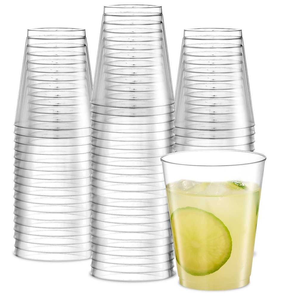 PLASTICPRO Disposable 8 oz Crystal Clear Plastic Tumblers for Party's & Weddings pack of 50