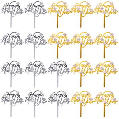 10pcs Happy Year Acrylic Cake Insert Cards Double Snowflake Dessert Picks for Festive Party Decorations Colorful Cake Toppers for Birthdays and Celebrations