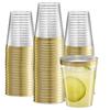 PLASTICPRO Disposable 8 oz Crystal Clear Plastic Tumblers With Gold Rim for Party's & Weddings pack of 50 view 1