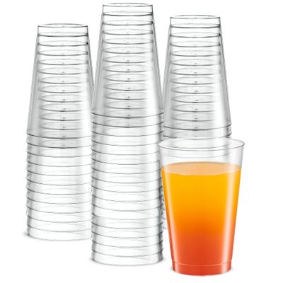 PLASTICPRO Disposable 12 oz Crystal Clear Plastic Tumblers for Party's & Weddings pack of 50