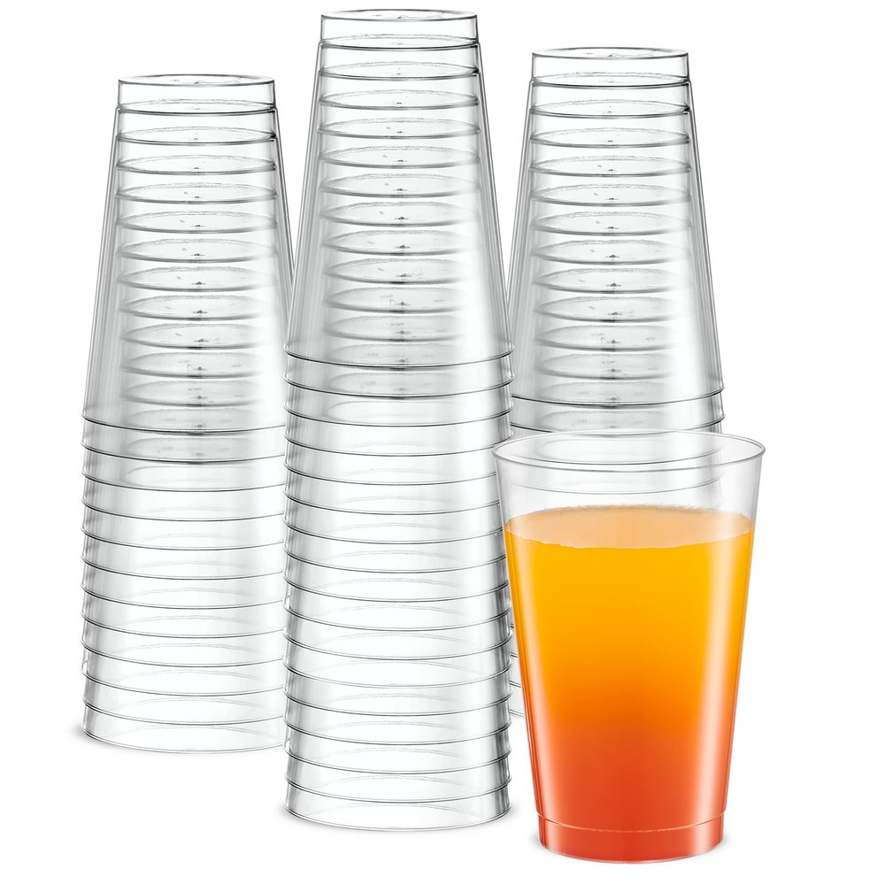 PLASTICPRO Disposable 12 oz Crystal Clear Plastic Tumblers for Party's & Weddings pack of 50