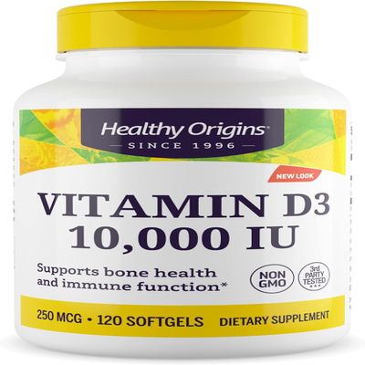 Healthy Origins Vitamin D3 10,000 IU (Non-GMO), 120 Softgels
