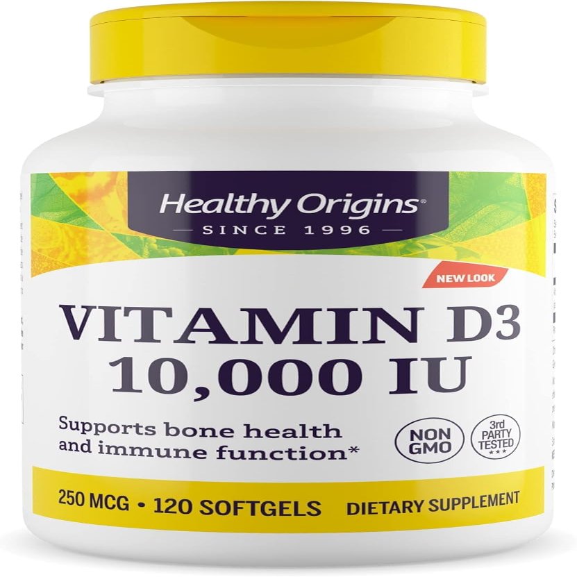 Healthy Origins Vitamin D3 10,000 IU (Non-GMO), 120 Softgels