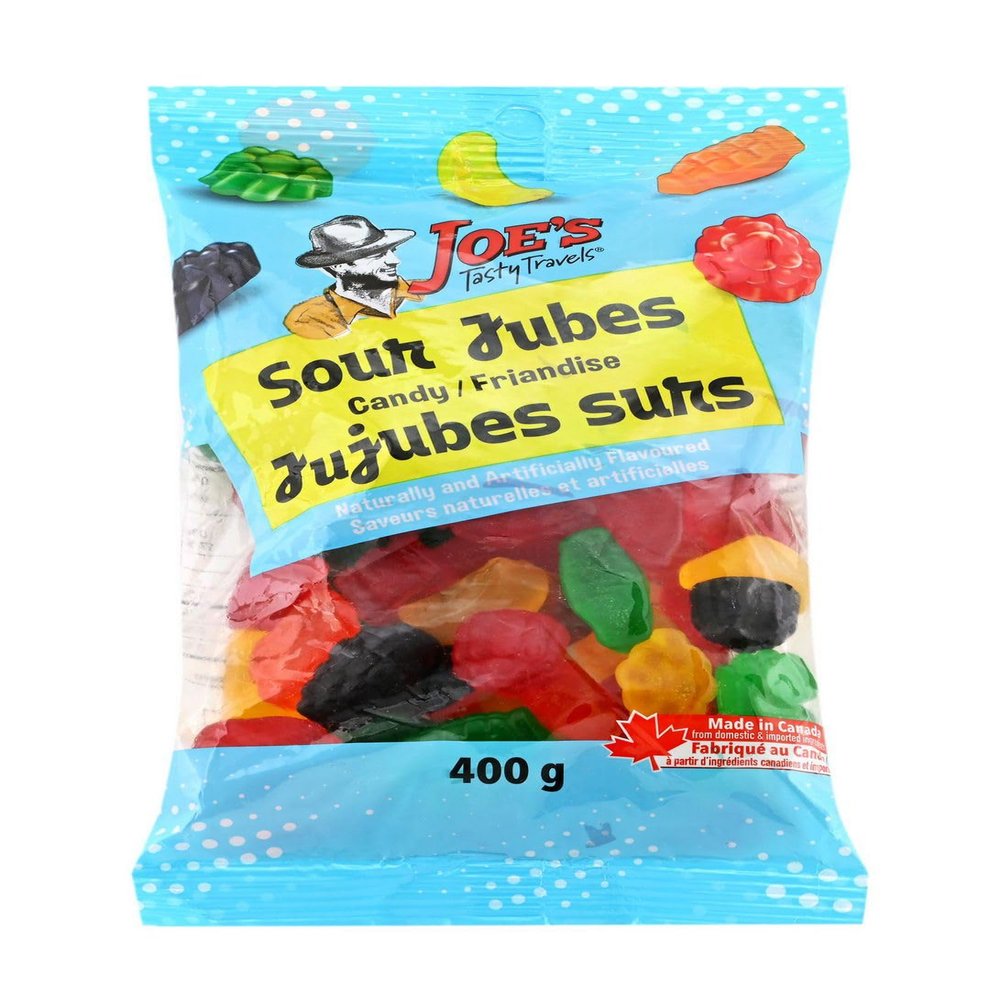 Joe's Tasty Travels, Sour Jubes Candy, 400g/14 oz. Bag (Imported from Canada)