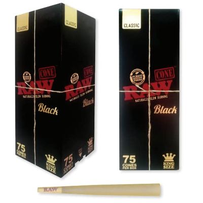 RAW Rolling Paper Black King Size Cones | 75 Cones