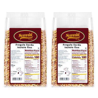 Sanniti Toasted Fregola Sarda FIne Semolina Pasta Fregula Tostata Fina, 17.6 oz (Pack of 2)