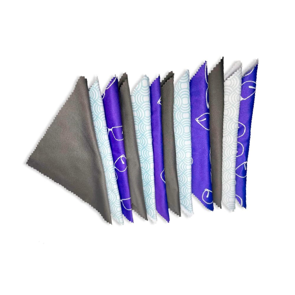 Optigear Microfiber Lens Cleaning Cloth Kit | 12 Pack | 3 Styles | Purple Glasses | Periwinkle | Gray