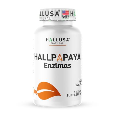 Hallusa Natural HallPapaya Papaya Enzyme Complex - 60 Tablets - Enzyme Formula with Papaya and Bromelain for Digestive Support and Stomach Wellness