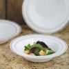 Efavormart 50 Pack 12oz White Plastic Bowls, Disposable Bowl Round with Silver Rim view 2