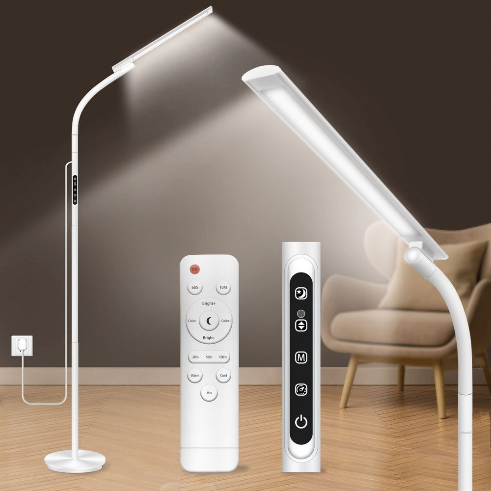 Sozapooty Light Therapy Lamp,10000 Lux Happy Therapy Light, Floor Sun Therapy Lamp with Remote & Touch Control & Adjustable Gooseneck for Reading/Office/Home
