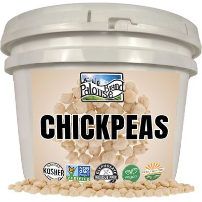 Palouse Brand Certified Glyphosate Residue Free Chickpeas | Garbanzo Beans | 25 LBS | Emergency Food Storage Bucket | Non-GMO | Grown on Our Family Farm | Bulk