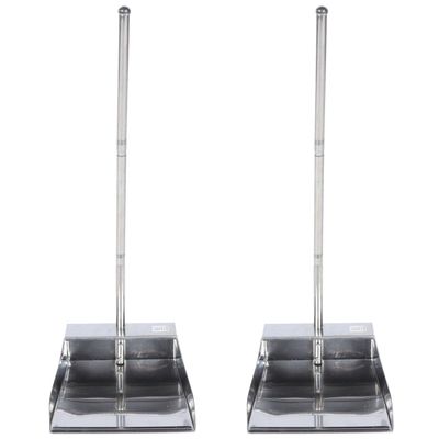 Cabilock 2pcs Stainless Steel Dustpan Metal Dustpan Stand up Pans Pan Dustpan with Long Handle Upright Dustpan Heavy Duty for Indoor Outdoor Lobby Garage Home Yard Sweeping Accessories