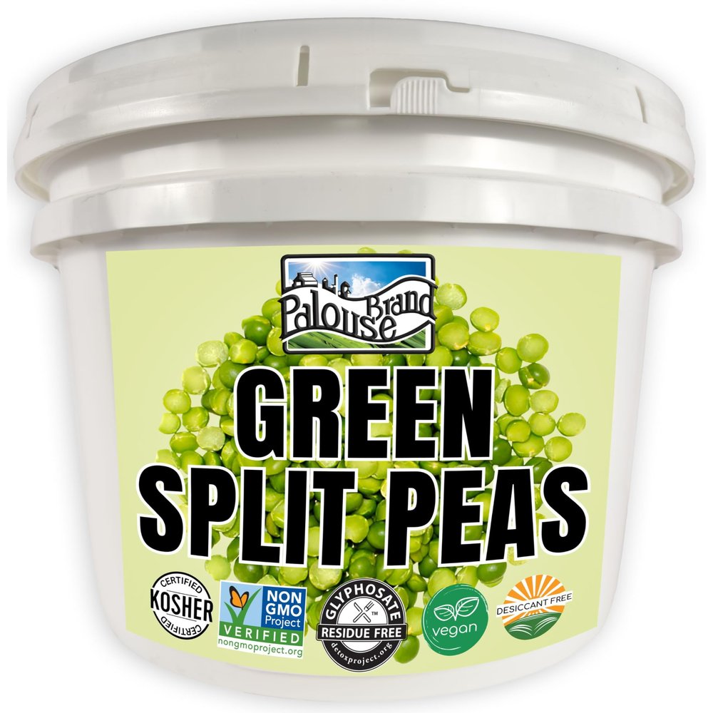 Palouse Brand Certified Glyphosate Residue Free Green Split Peas | 25 LBS | Food Storage Bucket | Non-GMO | Grown on Our Family Farm | Bulk