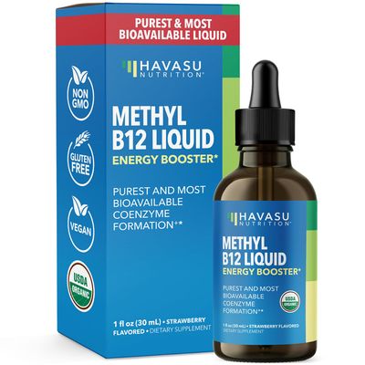 USDA Organic Vitamin B12 Liquid Drops - Methylcobalamin for Enhanced Energy and Nervous System Support - 30 Servings - Highly Bioavailable for Absorption - Non-GMO, Vegan, Strawberry Flavor, 1 Fl Oz
