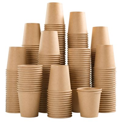 SIUQ 400 Pack 3 oz Kraft Paper Cups, Disposable Bathroom Cups, Mini Mouthwash Cups, Hot/Cold Beverage Drinking Cup for Gargle Espresso Juice Medicine (Brown)