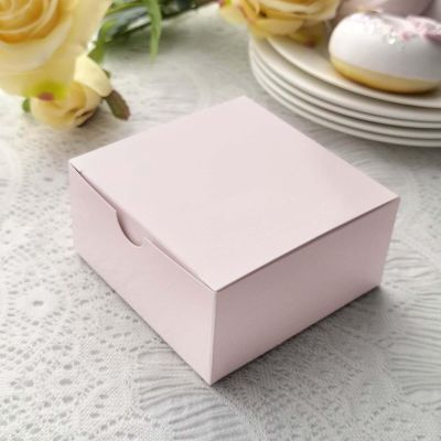 Efavormart 100 Pack | 4"x4"x2" Blush/Rose Gold Cake Cupcake Party Favor Gift Boxes