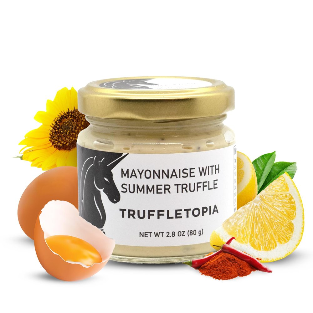 Truffletopia | Mayonnaise with Summer Truffle | Real Italian Truffles in a Rich, Smooth, Creamy Mayo to add to Dips, Casseroles, Slaw, Sandwiches, Burgers | non-GMO and Gluten Free | 2.8 Oz