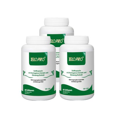 TeloPro Anti Aging Telomere Supplement | Clinically Proven | Lengthen Telomeres for a Youthful Life | All Natural | Made in Germany | 60 Softgels 3 Bottles
