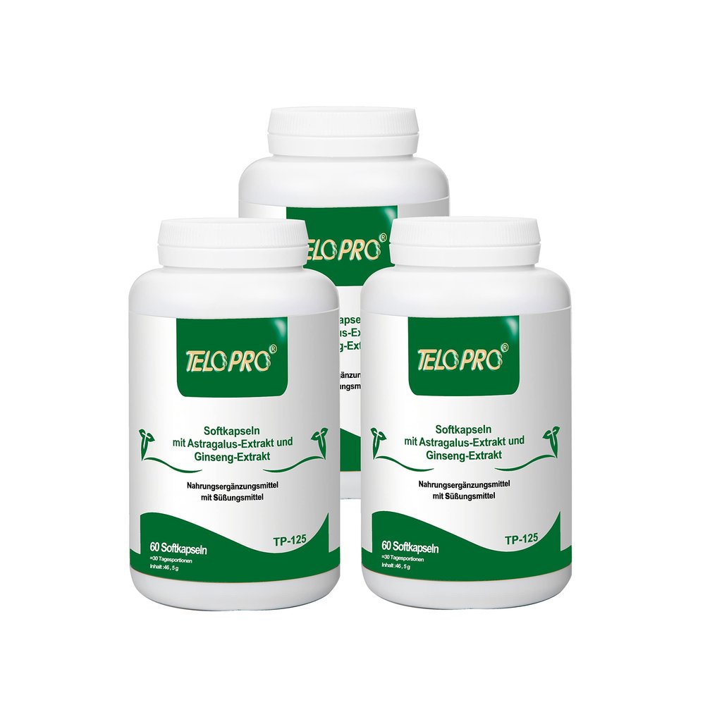 TeloPro Anti Aging Telomere Supplement | Clinically Proven | Lengthen Telomeres for a Youthful Life | All Natural | Made in Germany | 60 Softgels 3 Bottles