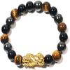 Triple Protection Bracelet Lucky Feng Shui Wealthy Bracelet Tiger's Eye Stone Obsidian Hematite Mens Bracelet for Him (XXL 8 inches) view 1