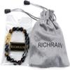 Triple Protection Bracelet Lucky Feng Shui Wealthy Bracelet Tiger's Eye Stone Obsidian Hematite Mens Bracelet for Him (XXL 8 inches) view 2