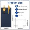 Cindeer 150 Pcs Navy Blue Linen Dinner Feel Napkins with Built in Flatware Pocket Prefolded Paper Disposable Airlaid Guest Hand Towel for Silverware Wedding Reception Christmas Baby Shower view 2
