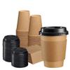 GUSTO [50 Sets 12 oz. Disposable Kraft Coffee Cups with Black Lids, Sleeves - To Go Paper Hot Cups (Formerly Comfy Package) view 1