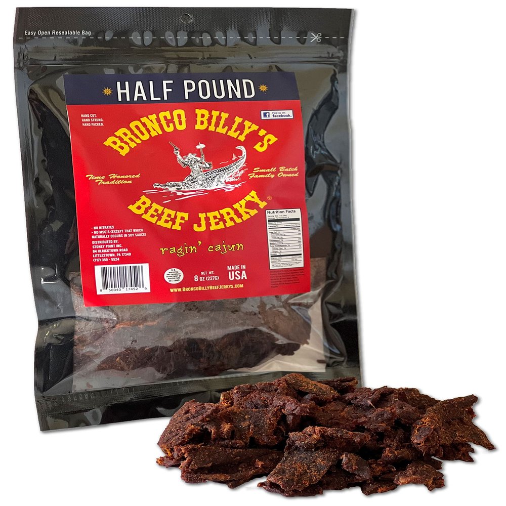 Bronco Billy's Beef Jerky Ragin' Cajun Half Pound Resealable Bag