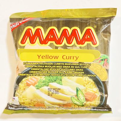 10 Pack Mama Oriental Style Instant Noodles Yellow Curry Flavor 90g And 3 Pairs Of Chopsticks