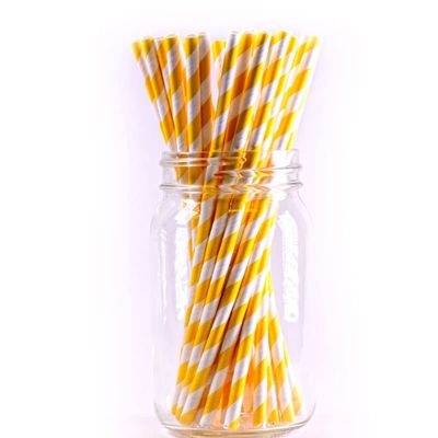 Green Planet Jumbo Biodegradable Yellow Striped Paper Straw (Unwrapped, 7.75 Length, .248 diameter, 4,800/Ct) for Restaurants, Cafeteria, Bars, Food Services,