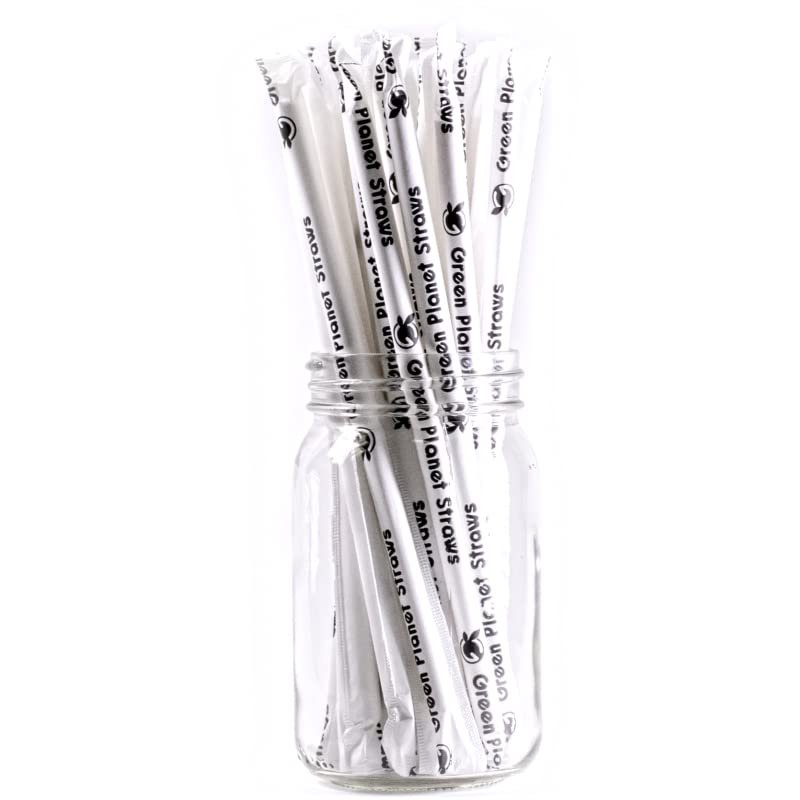 Green Planet Jumbo Biodegradable Restaurant Style Wrapped White Paper Straw (7.75 Length, .248 Diameter, 3,200 Ct) for Restaurants, Bars, Clubs, Cafeteria