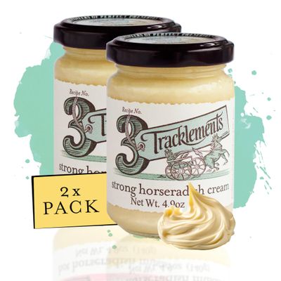 TRACKLEMENTS - Strong Horseradish Cream Sauce - Condiments for Recipes, Perfect for Prime Ribs, Roasted Beef Sandwich, and Smoked Trout, Eel & Fish - Gluten Free, Vegetarian - 4.94oz Jar - Pack of 2