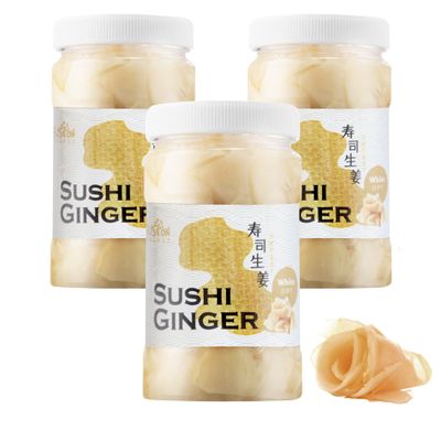 Fusion Select 3 Packs Sushi Ginger - Natural Sliced Gari, Pickled Ginger for Sushi - No MSG, Non-GMO - Spicy, Sour, Sweet & Salty Taste Notes - Side Dish For Sashimi, Sushi Ingredients - 12oz
