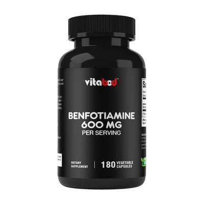Vitabod Benfotiamine 600mg 180 Vegetarian Capsules Fat-Soluble Vitamin B1 Supplement