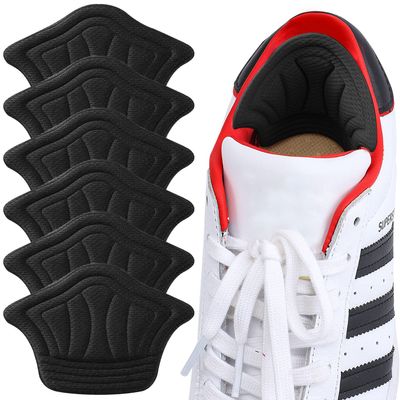 Adhesive Back of Heel Cushion Pads, Heel Grips Inserts for Loose Shoes, Too Big Boots, Reusable Heel Guards Liners for Women Men, Improve Shoe Fit, 6PCS-Black