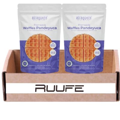 Alcaguete waffles Pandeyuca (2 pack) Cassava bread Cheese waffle Gluten Free & no added sugar Works with Waffle Maker - Fast and Fresh Breakfast Foods