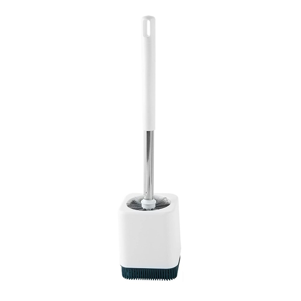 KIZQYN Toilet Brush Toilet Brush No Dead Angle Home Wash Toilet Set Wall-Mounted Free Punch with Base Soft Brush Plastic Brush Toilet Cleaner Brush (Color : White)