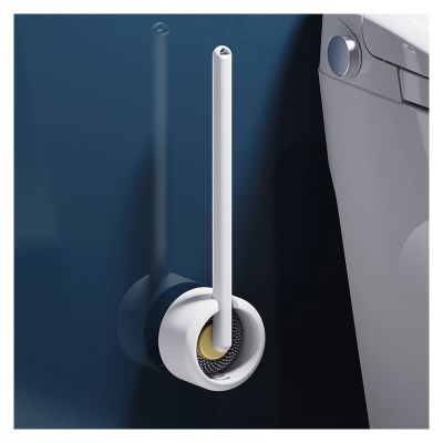 KIZQYN Toilet Brush Bathroom Household No Dead Corner Toilet Brush Toilet Brush Free Punch Wall Hanging Toilet Brush Silicone Toilet Brush Toilet Cleaner Brush (Color : Yellow)