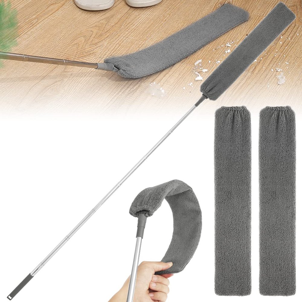 BRVO Gap Dust Cleaner Retractable Microfiber Gap Dust Brush Flexible Long Flat Gap Duster with Extendable Pole and Cloth Cover for Sofa Bed Furniture Bottom Ceiling Fan Blinds from BRVO